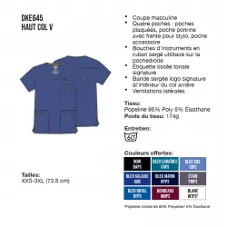 Tunique médicale haut col V homme