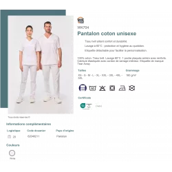 Pantalon coton unisexe