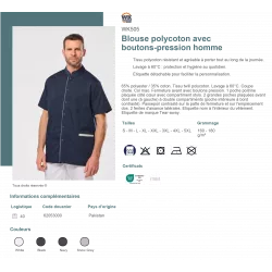 Blouse polycoton avec boutons-pression homme
