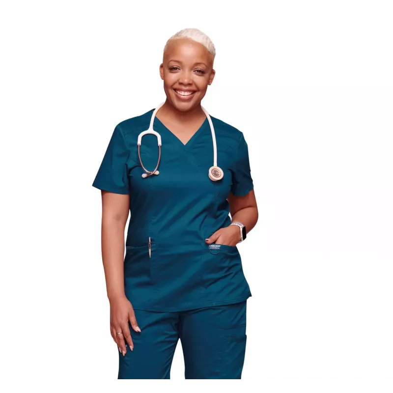 Tunique médicale haut cache-cœur femme