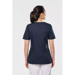 Blouse polycoton avec boutons-pression femme