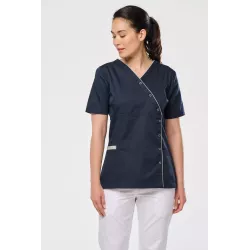 Blouse polycoton avec boutons-pression femme