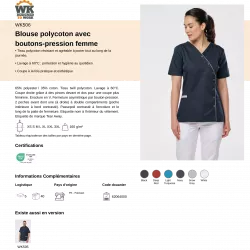 Blouse polycoton avec boutons-pression femme