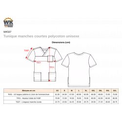 Tunique manches courtes polycoton unisexe