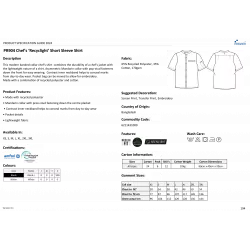 Veste chef cuisinier manches courtes