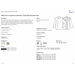 Veste chef cuisinier manches longues Coolchecker