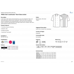 Veste chef cuisinier manches courtes Coolchecker