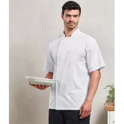 Veste de cuisine manches courtes à boutons pression