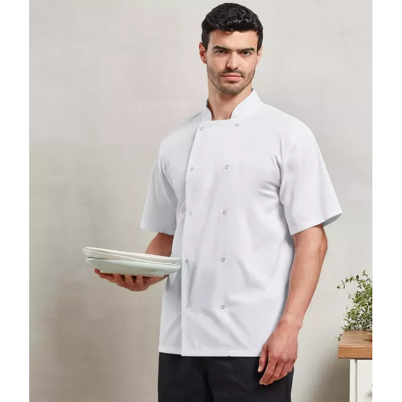 Veste de cuisine manches courtes à boutons pression