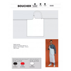 Tablier boucher coton blanc 260g taille unique