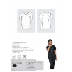 Tunique Médicale Zélie Noire à Fermeture Éclair | Esthétique & Santé - Shop ta blouse