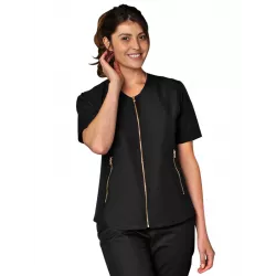 Tunique Médicale Zélie Noire à Fermeture Éclair | Esthétique & Santé - Shop ta blouse
