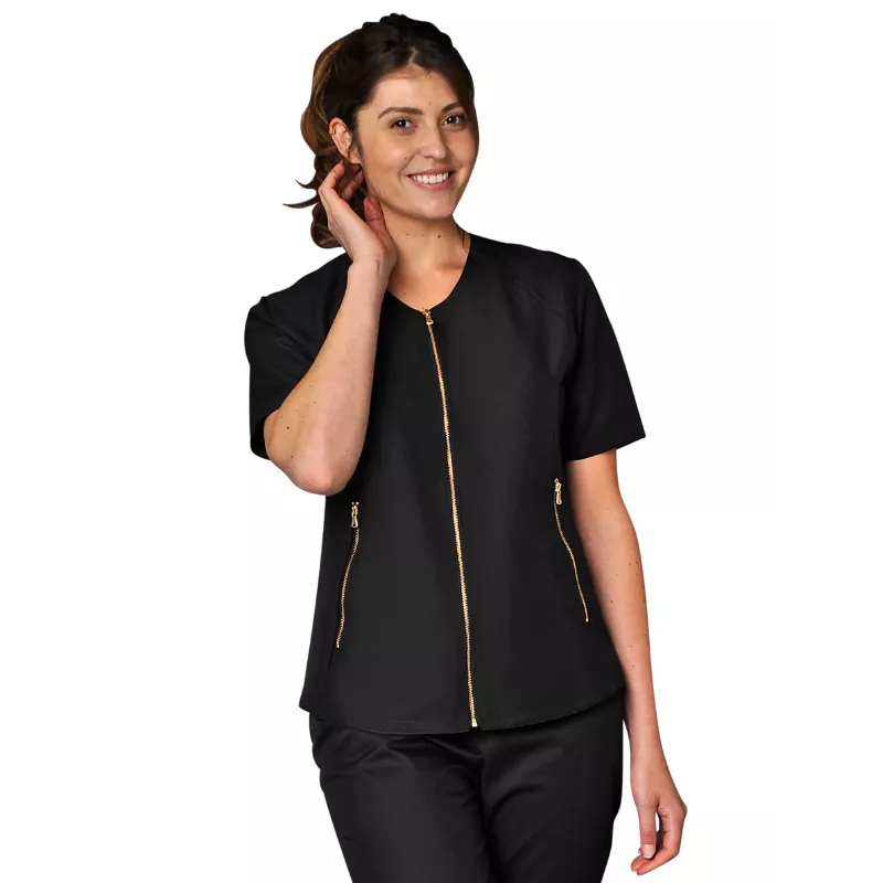 Tunique Médicale Zélie Noire à Fermeture Éclair | Esthétique & Santé - Shop ta blouse