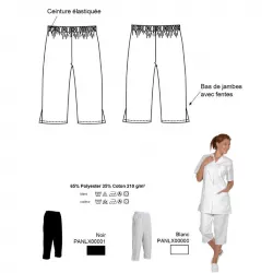Pantacourt professionnel femme en polycoton – Ceinture élastique
