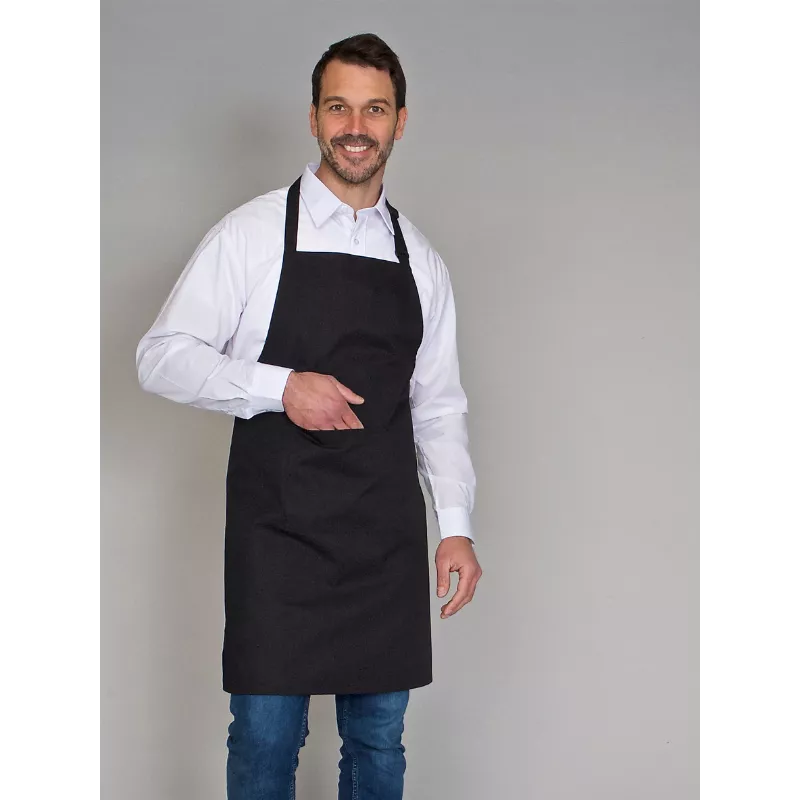 Tablier valet blanc coton 260g avec poche – Taille unique