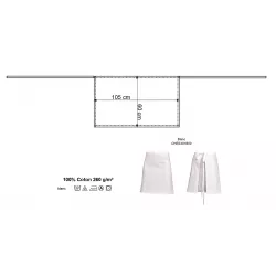 Tablier demi-chef blanc 55 cm coton 260g – Lot de 5