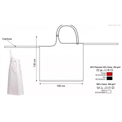 Tablier boucher coton blanc 260g taille unique