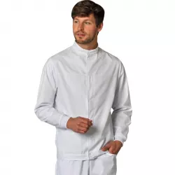 Veste agro Freddy blanche col officier pressions cachées | Shoptablouse
