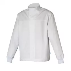 Veste agro Freddy blanche col officier pressions cachées | Shoptablouse