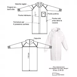 Blouse porteur viande capuche chevron 440g | Shoptablouse