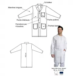 Blouse Homme 100% Coton Boutonnée 4 Poches | Shoptablouse