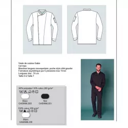 Veste Cuisine Homme GABIN ML Polycoton | Shoptablouse