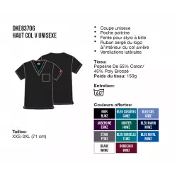 Tunique médicale col V unisexe