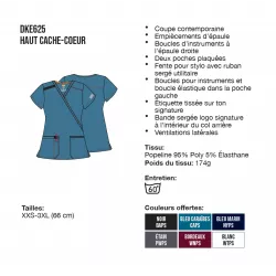 Tunique médicale haut cache cœur femme